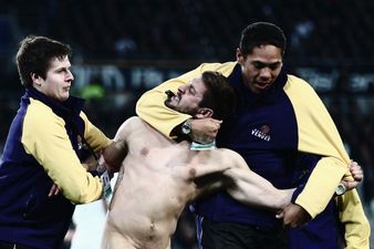 Video: Streaker gets viciously taken out during New Zealand v England this morning