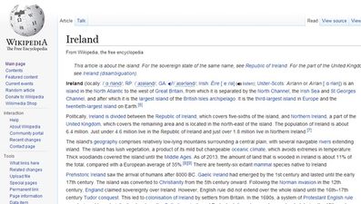 ‘Ireland’ is the 88th most edited page on Wikipedia, just behind Chelsea and above World War I