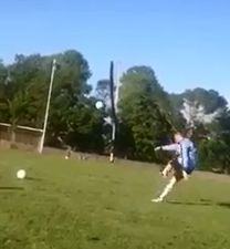 Video: Galway club footballer pings over two sweetly struck 45s with either foot; calls out Niall Morgan to do the same