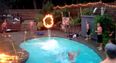 Video: A swimming pool, fire and nine lads create this amazing dunk in their backyard