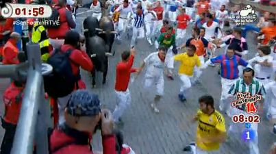 Video: Man takes illegal bull-running selfie in Spain