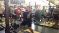 Video: College football player does three reps of 200kg barbell