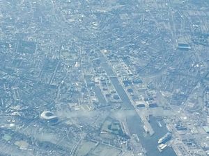 Pic: The moment a parachutist disappeared behind Hill 16 before the Croke Park Classic today