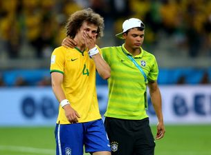 Vine: David Luiz looked distraught in his post-match interview tonight