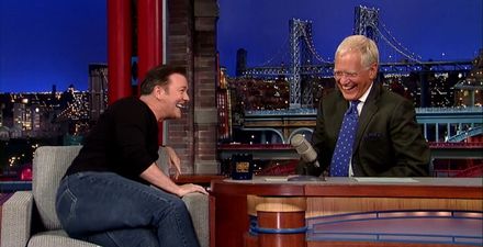Video: Ricky Gervais’ attempt to get David Letterman to change his retirement plans is hilarious