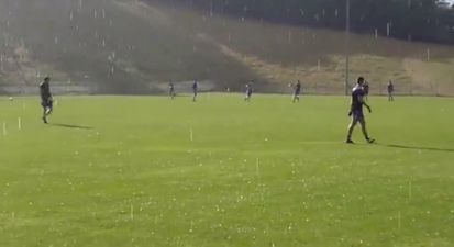 Video: Meath footballers enjoy very different weather conditions on the same pitch during warm-up