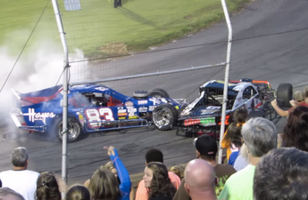 Video: Modified NASCAR race turns into destruction derby following minor crash