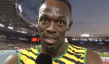 Video: Usain Bolt has a little rant at Gabby Logan in the BBC studio