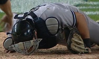 Vine: Foul ball! Baseball catcher gets hit right in the nuts
