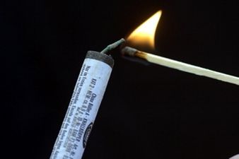 Video: Idiotic man sets off a firework in his own pocket for a £10 bet