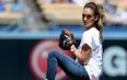 Video: Jessica Alba throws out the ceremonial first pitch at Dodger Stadium
