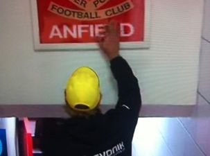 Pic: Jurgen Klopp knows his football history, touches the ‘This is Anfield’ sign
