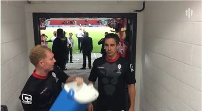 Video: Gary Neville and Paul Scholes get ice buckets dumped over their head