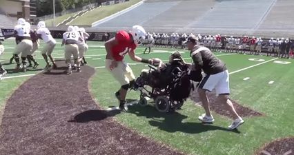 Video: College Football team’s amazing gesture for their wheelchair-aided young fan