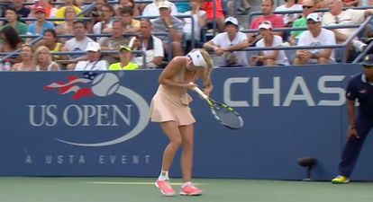 Video: Caroline Wozniaki’s hair got tangled in her racket during a shot at the US Open and it made us laugh