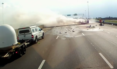 Video: Hero truck driver pulls woman and one-year-old from a burning car