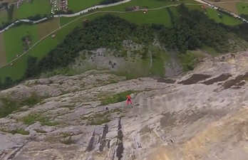 Video: This is fantastic footage shows what happens when BASE jumps go slightly wrong