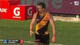 Video: AFL player cops knee to the face, ends up covered in blood