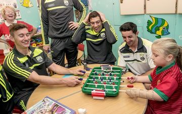 Video: Kerry’s James O’Donoghue played a spot of table football with kids in Crumlin Hospital today
