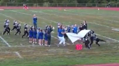 Video: This Pee Wee football team’s entrance might just be the best sports blooper of the year