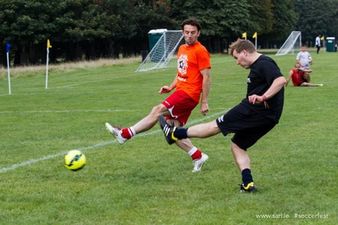 Pic: The Love/Hate cast show their support for sport against racism in a match vs All-Stars