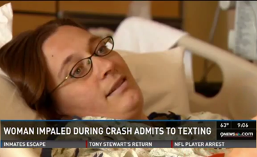 Video: Woman impales herself in the bum while texting and driving