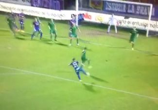 Boom! Saul Berjon scored a hell of a volley for Spanish side Eibar last night