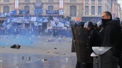 Video: Footage emerges of the trouble between football fans and the French police in Lille