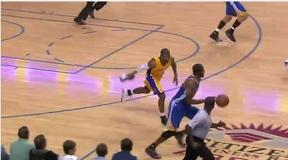Video: LA Lakers player loses his shoe and then throws it at an opponent to stop the play
