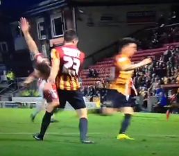 Vine: How did Bradford’s Rory McArdle not get sent off for this challenge?