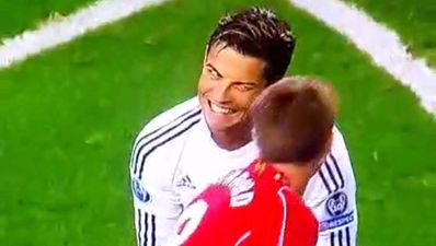 Vine: Cristiano Ronaldo and Steven Gerrard shared a joke during tonight’s game at Anfield