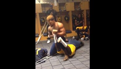 Video: A brilliant WWE-style brawl broke out in an American Football dressing room