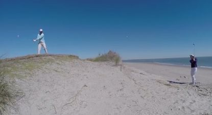 Video: These lads pulled off an incredible golf trick shot on the beach