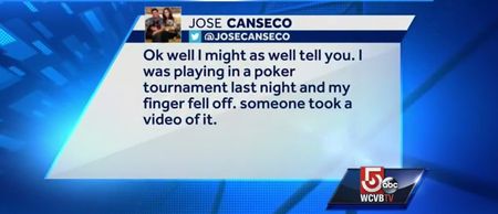 Former MLB star Jose Canseco’s finger falls off while playing poker