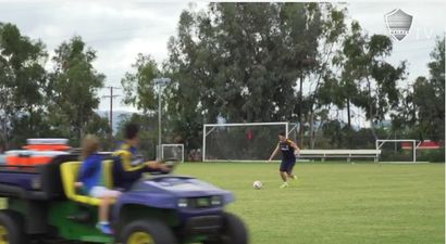 Video: Robbie Keane hits his son in the head twice during some moving target practice