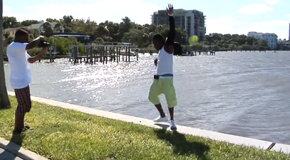 Video: Wind blows rapper into water during failed photo shoot