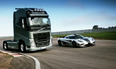 Video: Watch as a Volvo FH truck takes on a Koenigsegg One:1 hypercar