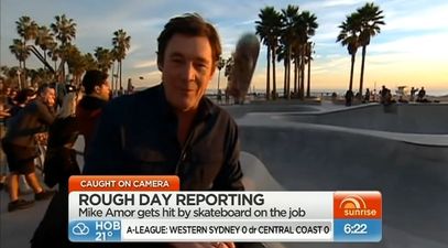Video: TV reporter smacked on the head by rogue skateboard during broadcasting