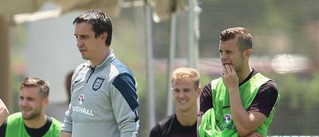 Vine: Gary Neville puts manners on Jack Wilshere ahead of England v Scotland