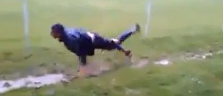 Video: German Sunday League team have mighty craic on a badly waterlogged pitch after match called off