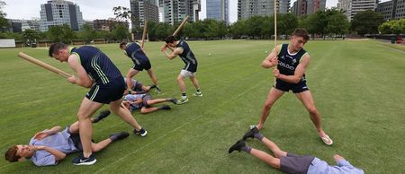 Pics: What the f*ck is going on at International Rules training in Melbourne today?