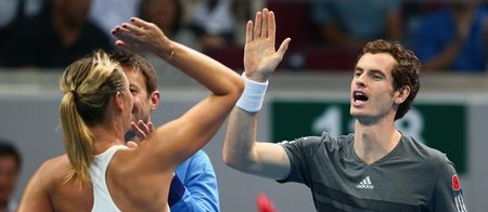 Pic: Andy Murray looked ridiculously excited about his new Christmas jumper yesterday