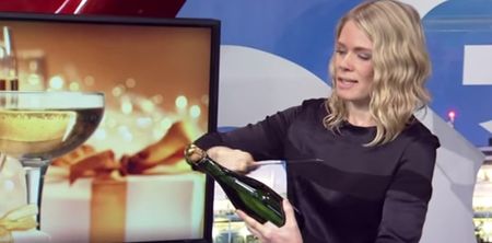 Video: This is how not to saber a bottle of champagne on live TV