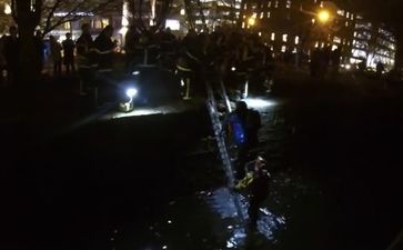 Video: Onlookers applaud as the Dublin Fire brigade rescue a man from the Grand Canal on Baggot Street