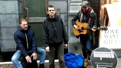 Video: Keywest holds amazing impromptu jam session with talented homeless rapper on Grafton Street