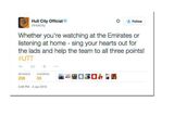 Hull City’s Twitter account tells fans to sing their hearts out for 3 points