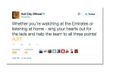 Hull City’s Twitter account tells fans to sing their hearts out for 3 points