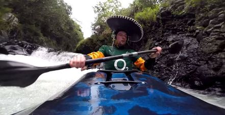 Video: Watch as a sombrero-wearing Irishman plunges over a 40ft waterfall