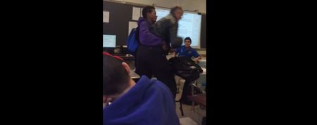 Video: Teacher is wrestled to the ground by a student after having his phone confiscated