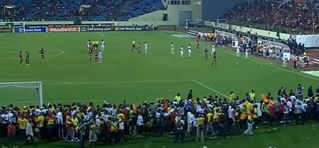 Video: African Cup of Nations semi-final temporarily halted amid disturbing scenes of crowd trouble